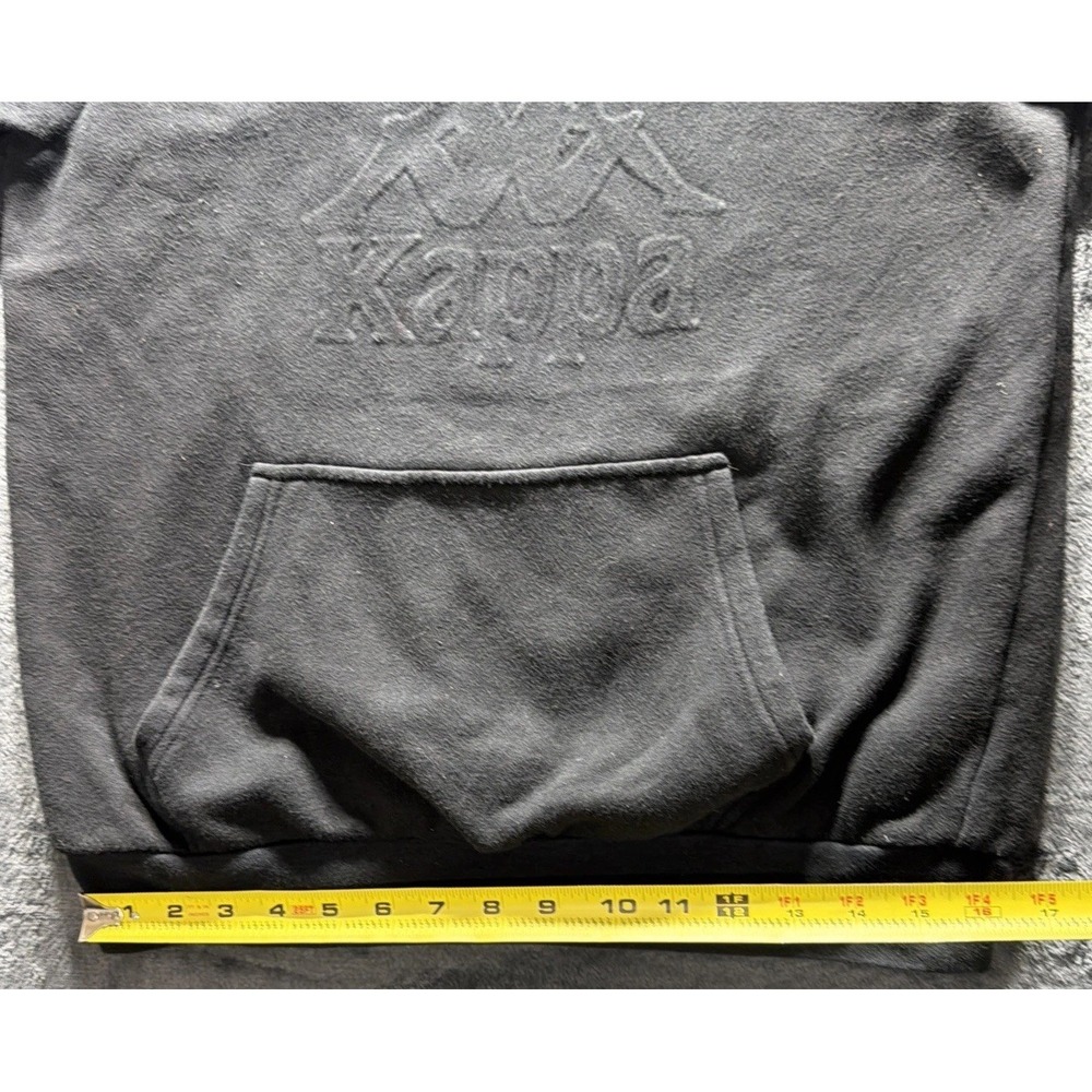 Kappa Pullover Hoodie Sweatshirt w/Embossed Chest Logo Black Sz. Medium - Picture 10 of 11